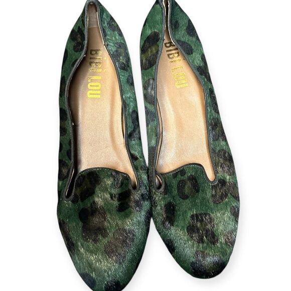 BIBI LOU for Anthropologie Women’s Green Leopard Print Haircalf Smoking Loafer F - Picture 5 of 6
